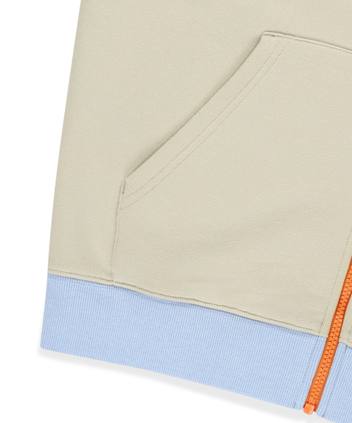 Block Zip Up Hoodie Ivory
