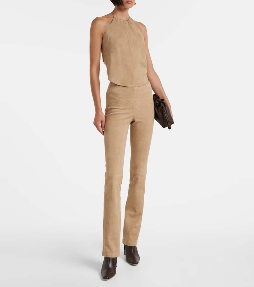 JP Long suede flared pants