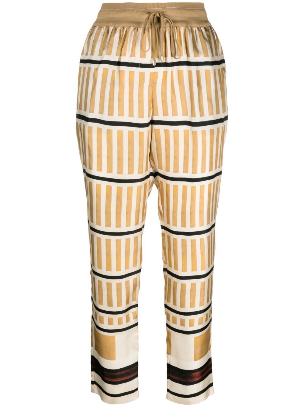 Stripe-print cropped trousers - Neutrals