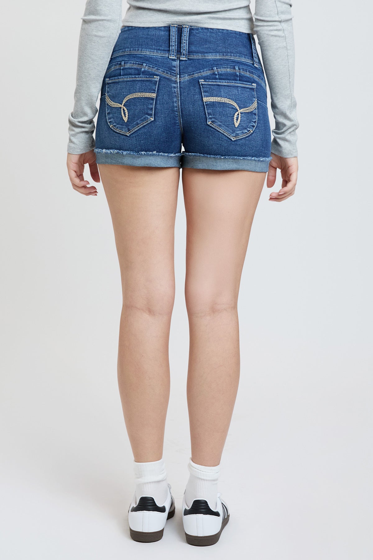 Women's WannaBettaButt 3 Button Cuffed Denim Shorts