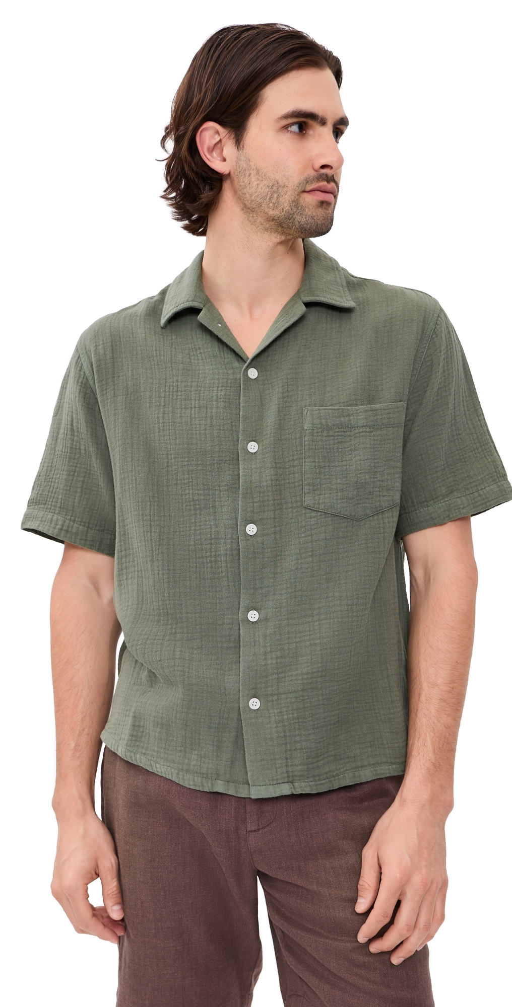 Double Cloth Short Sleeve Top Army