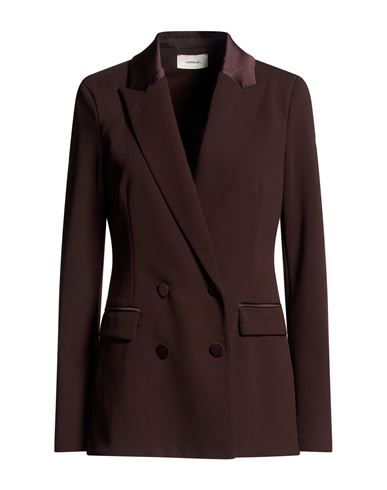 Woman Blazer Chocolate brown Size M Polyester, Elastane