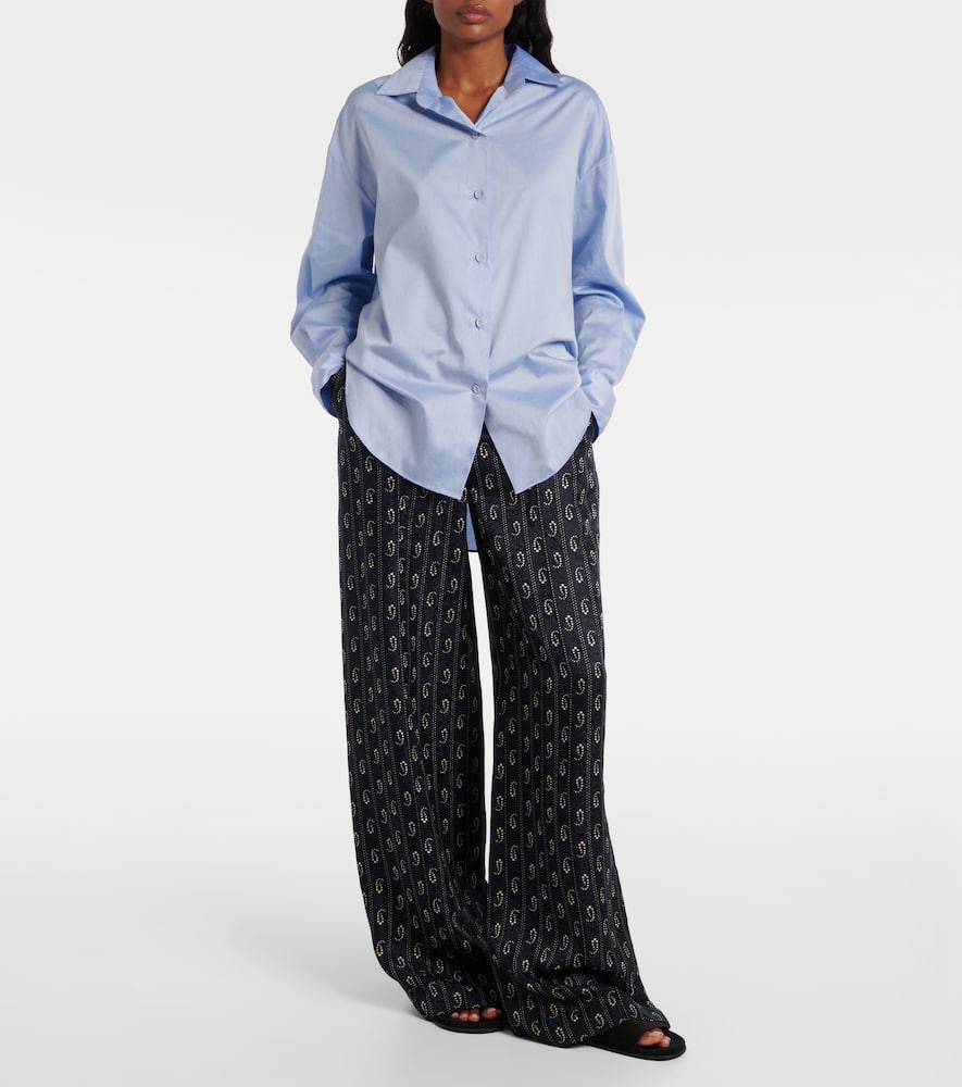 Paisley jacquard wide-leg pants
