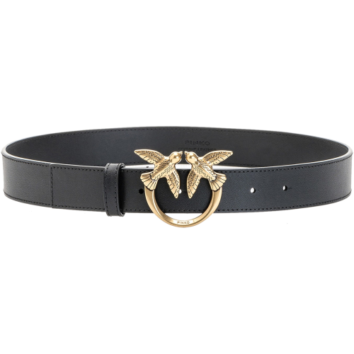 Logo-plaque leather belt
