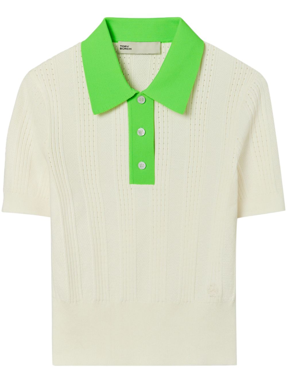 Contrasting-trim cotton polo top - White
