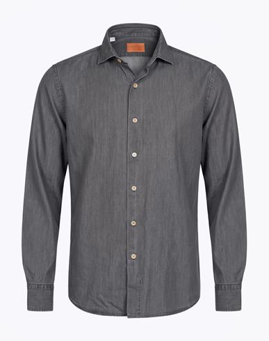 Man Denim shirt Grey Size 16 Cotton