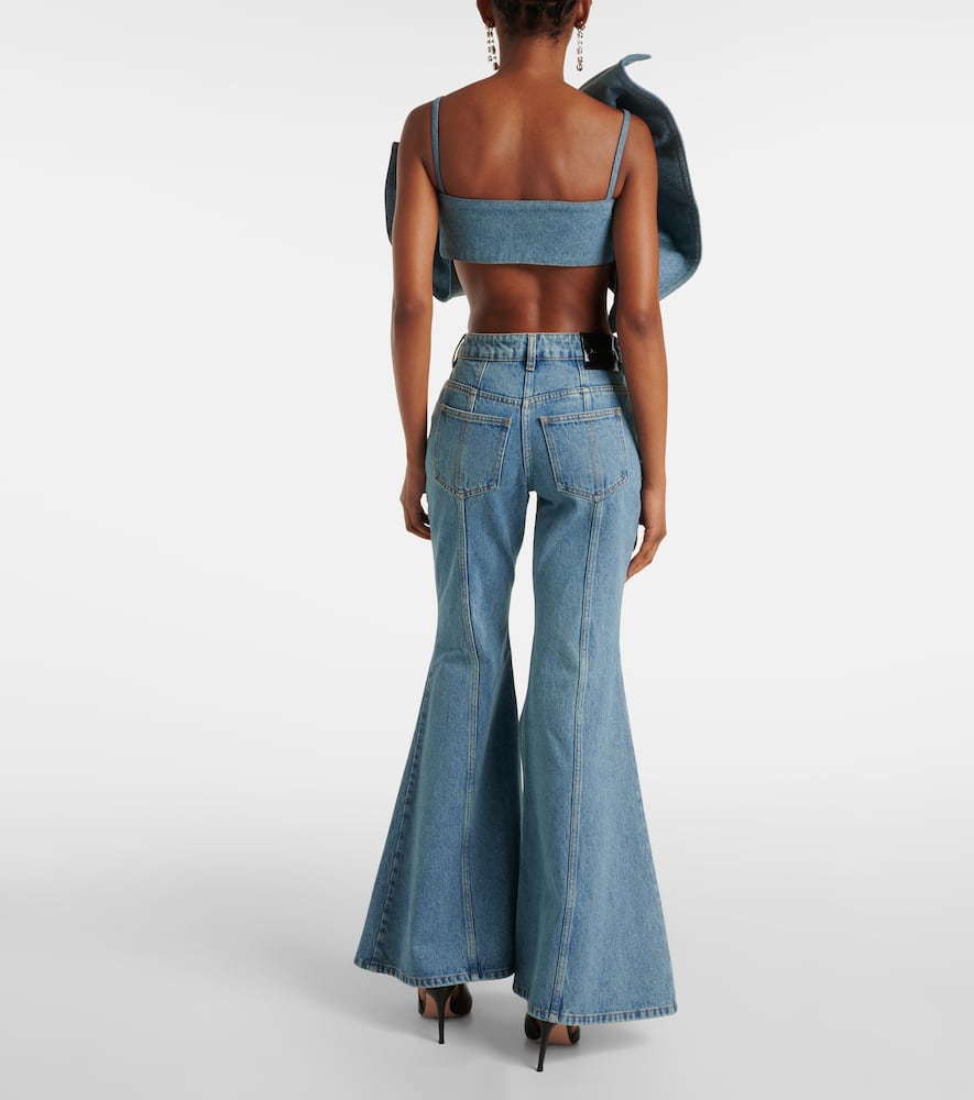Bow-detail denim top