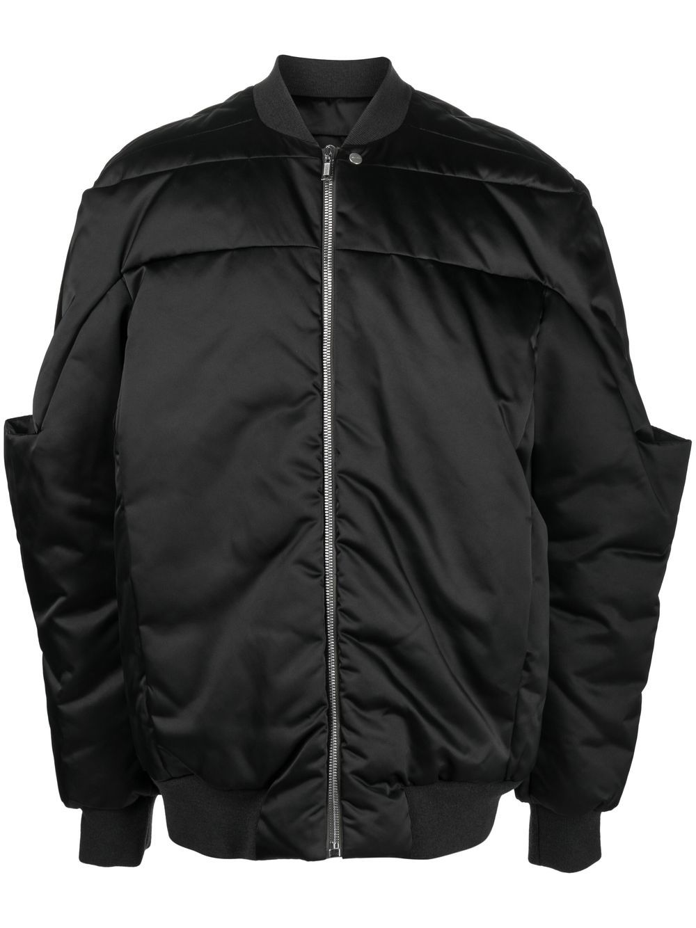 Gridered goose-down bomber jacket - Black