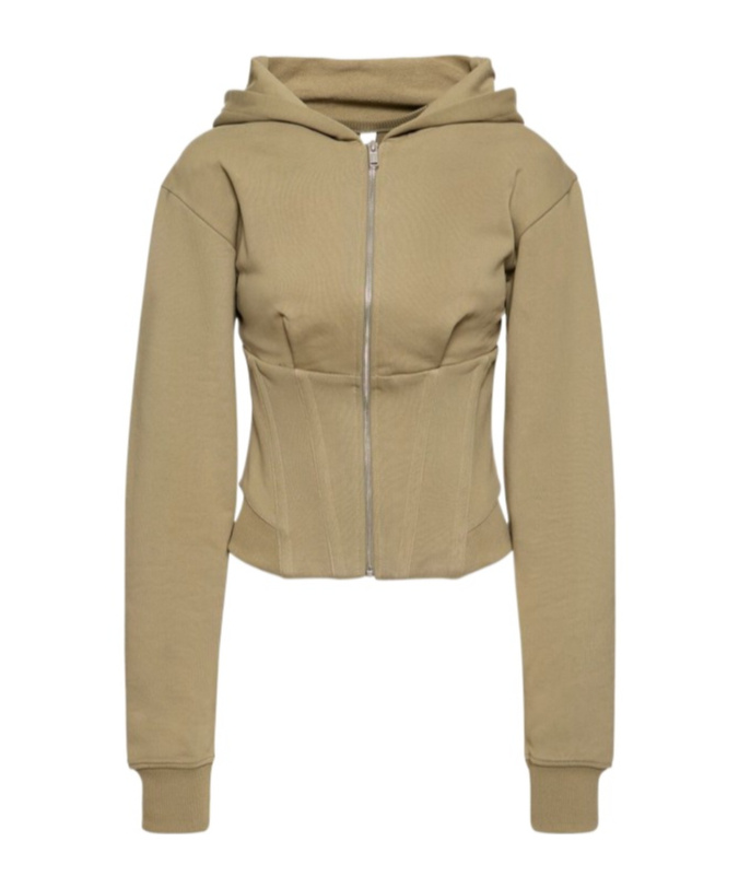 Cotton jersey corset hoodie