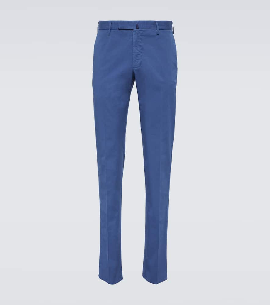 Cotton-blend slim pants