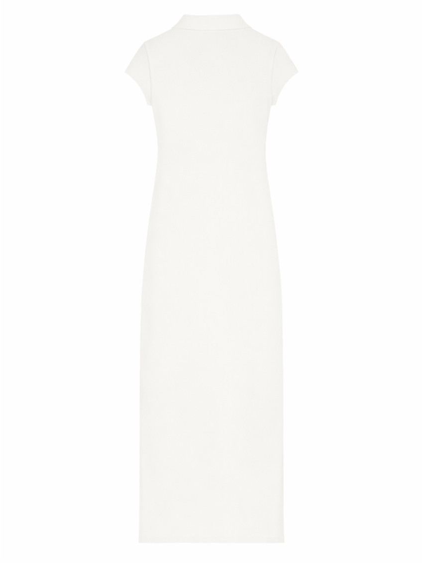 White Logo Shirt Collar Maxi Dress