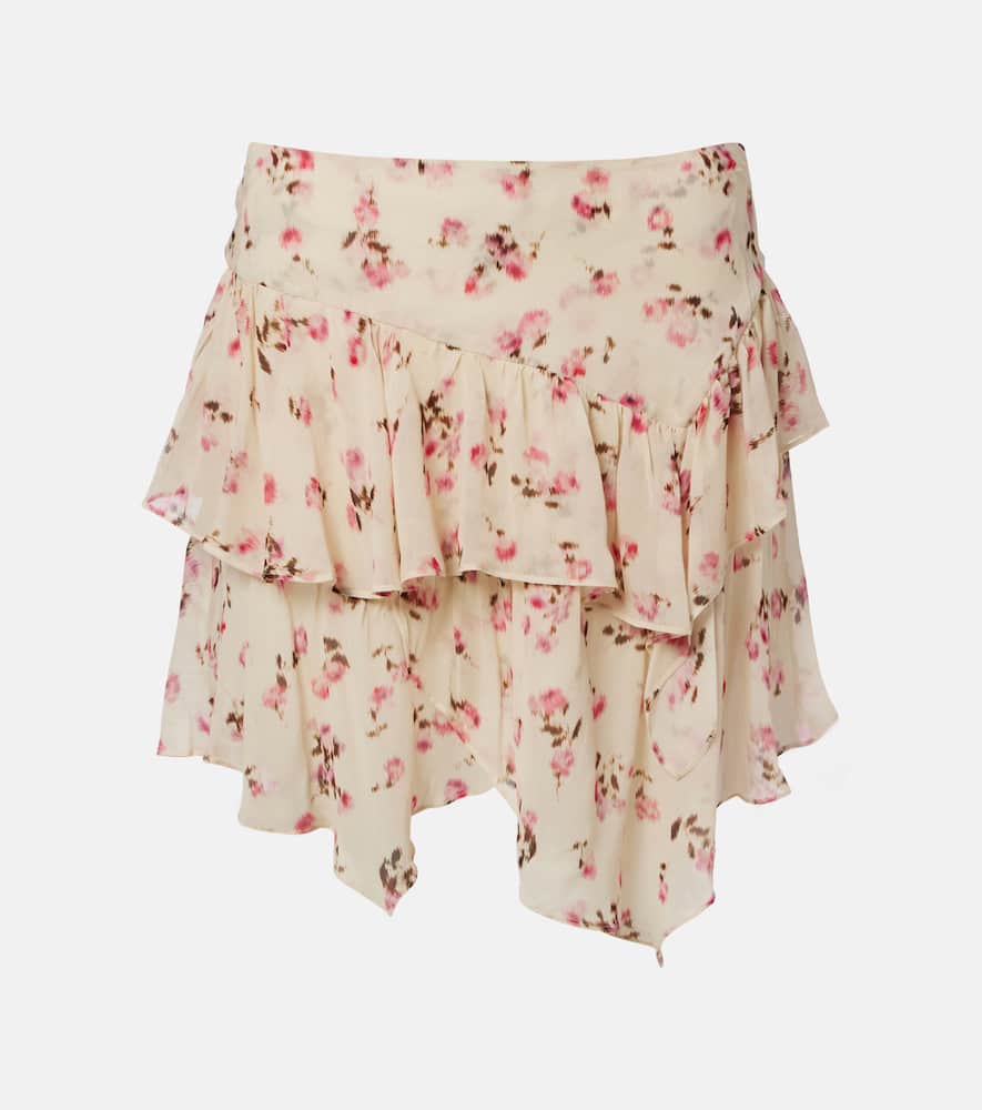 Floral ruffled miniskirt