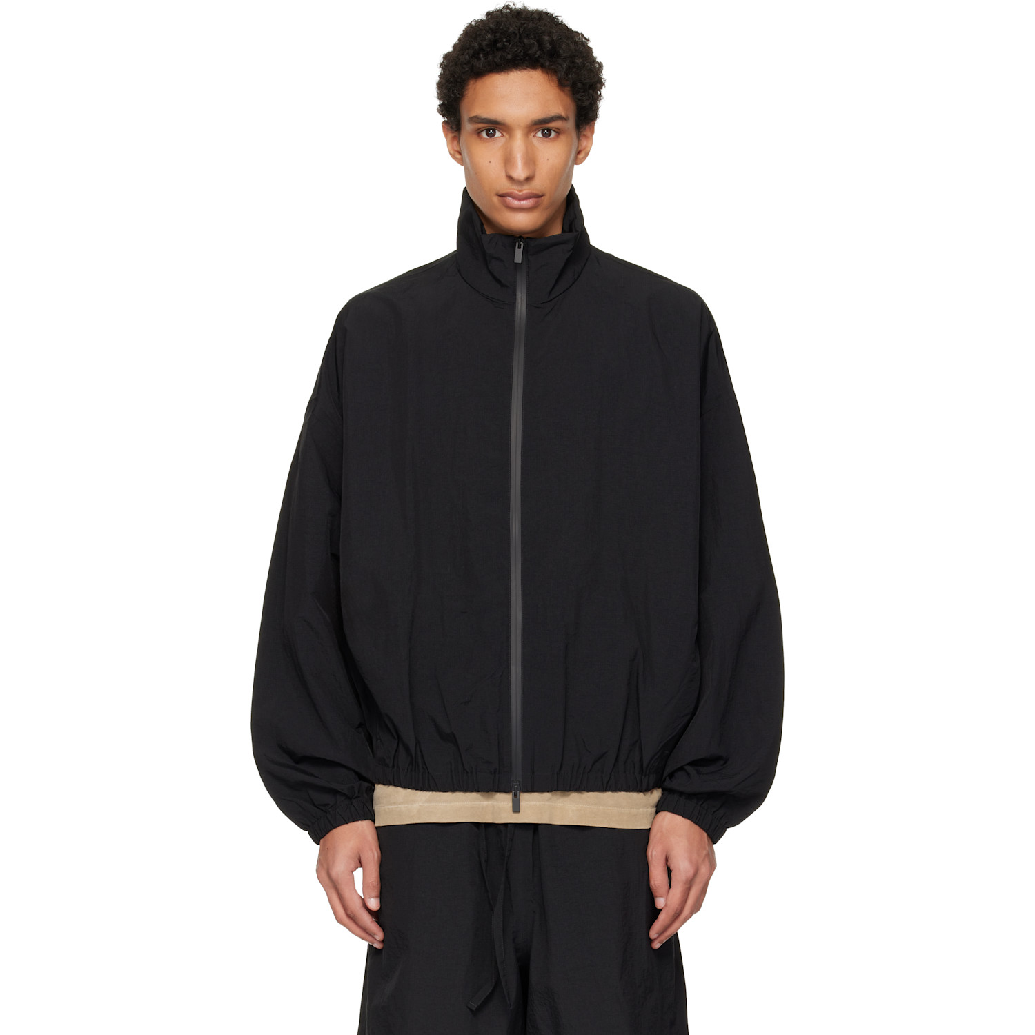 Black Nylon Ripstop Tech Track Jacket