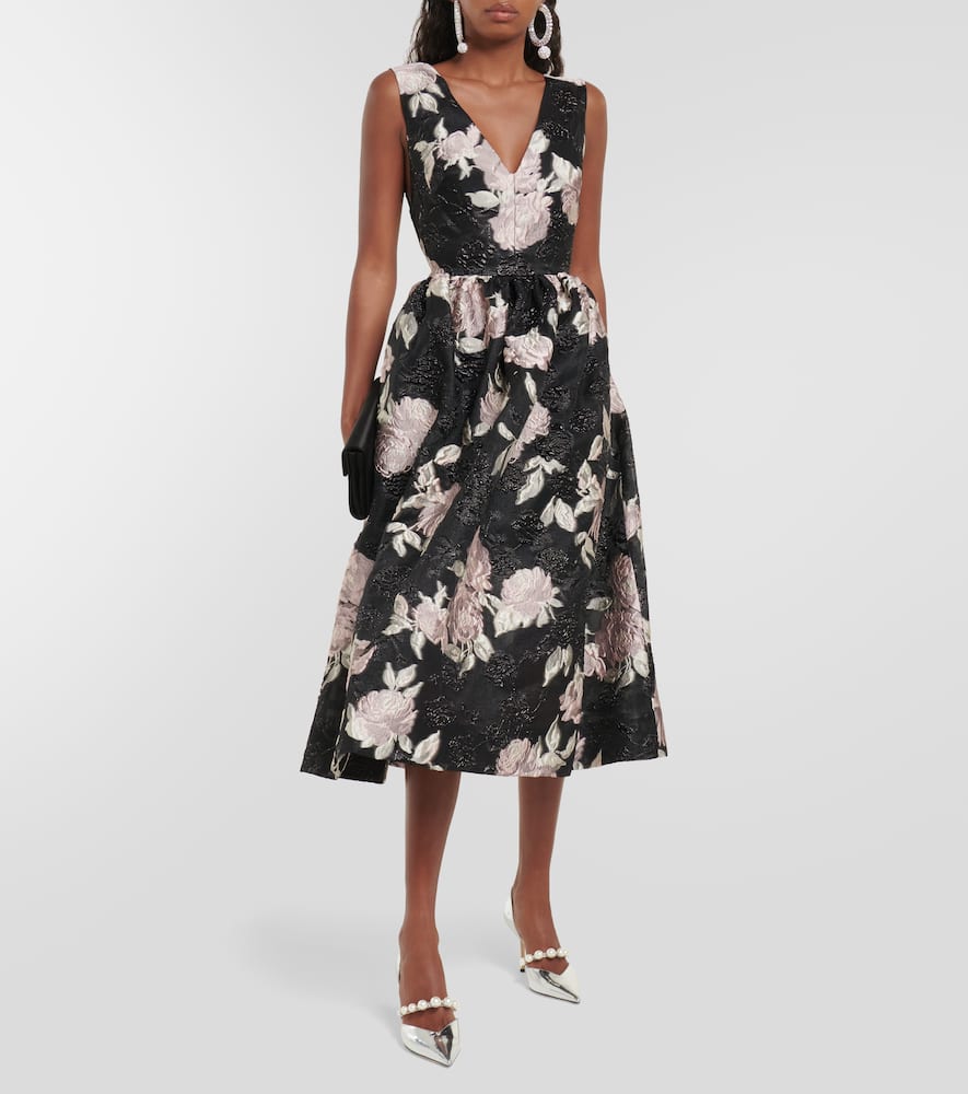 Monique Lhuillier Floral jacquard midi dress