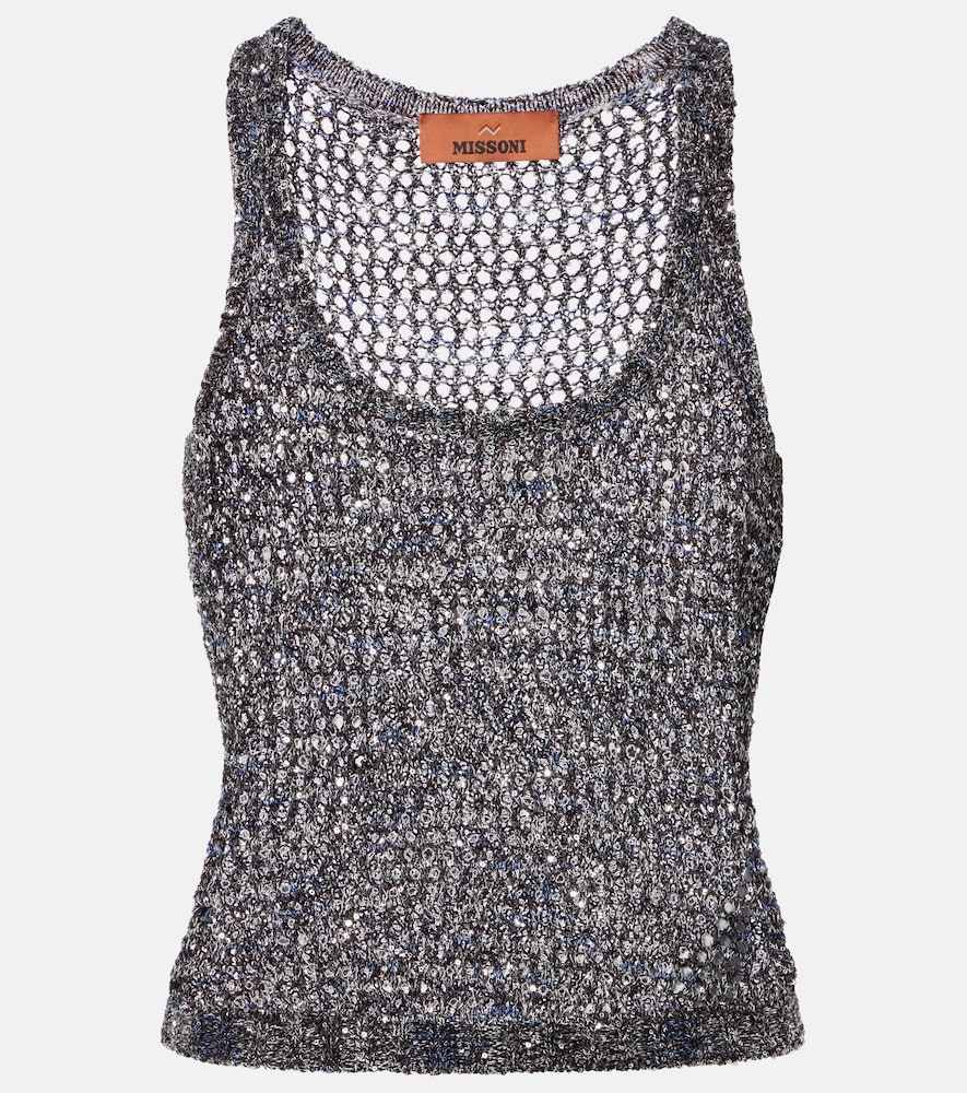 Sequined knitted tank top