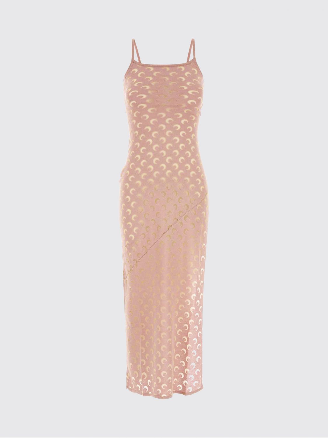 Moon Devore Fine Straps Long Dress Light Pink