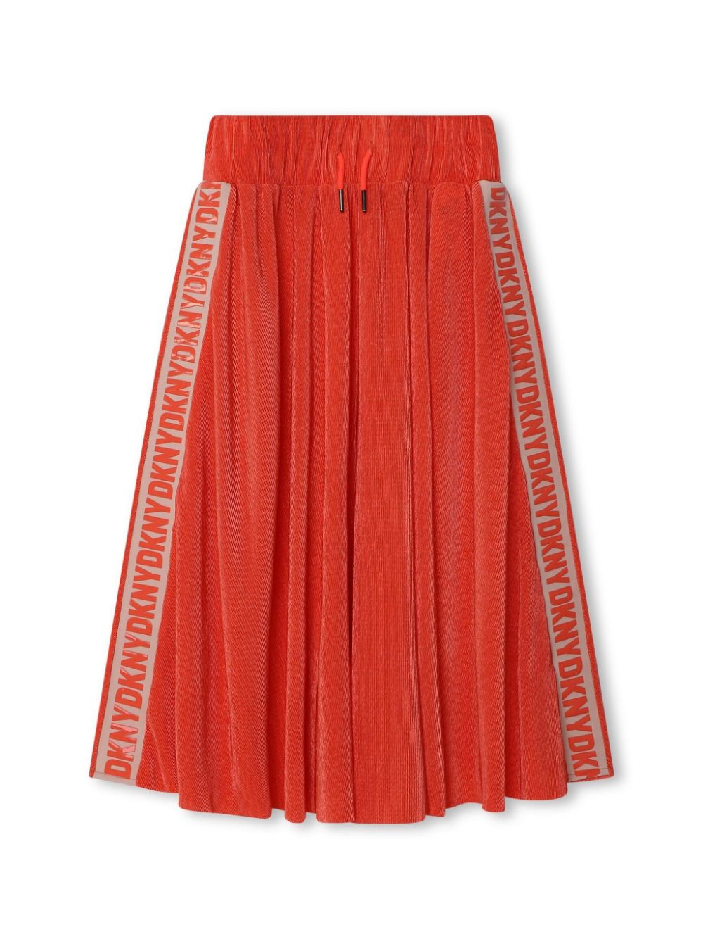 Logo-tape pleated midi skirt - Red