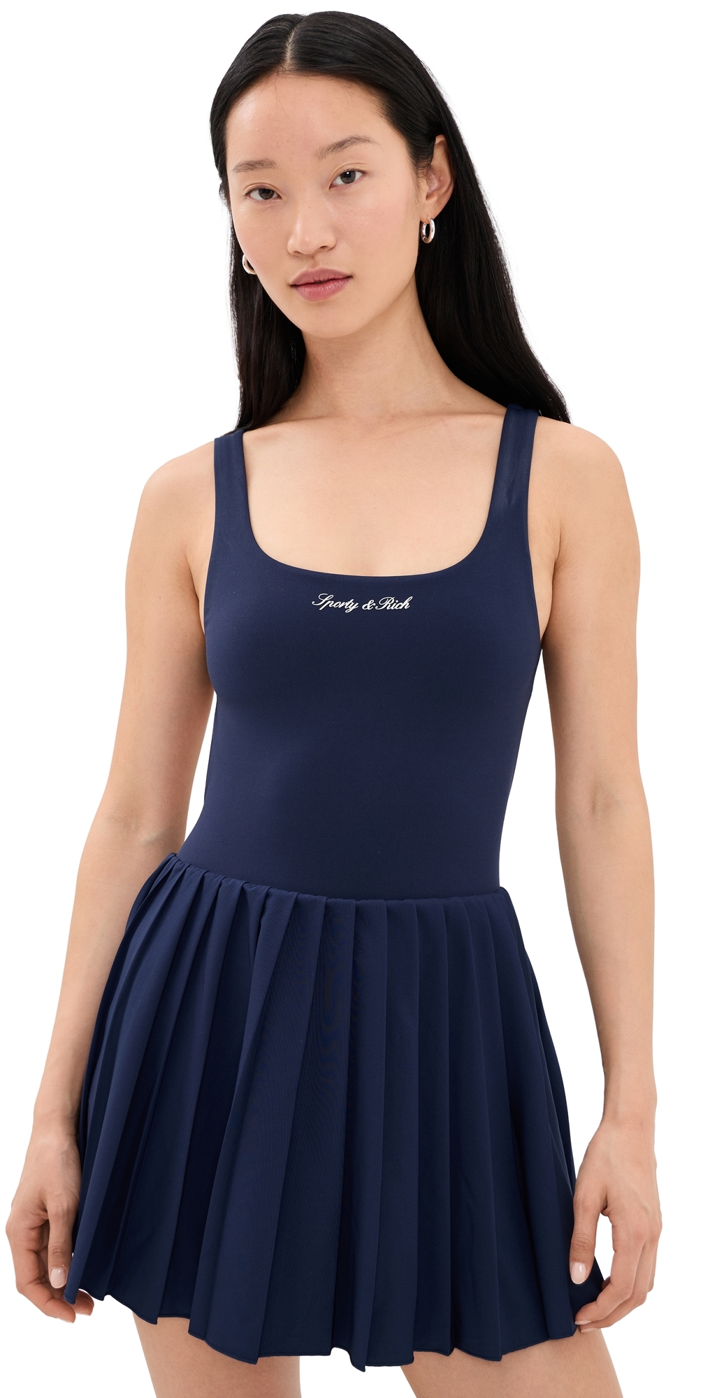 Signature Logo Court Dress Dark Navy White