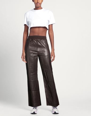 Woman Pants Chocolate brown Size 10 Leather
