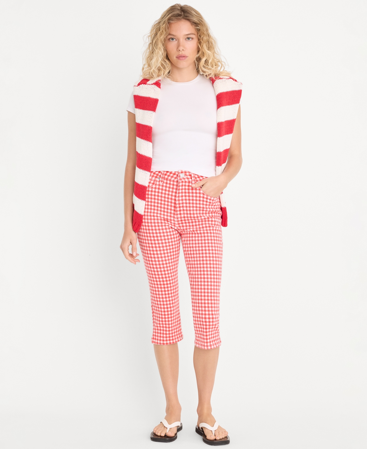 Women's Gingham Capris Pants, Created for Macy's - Pop Gingham Large