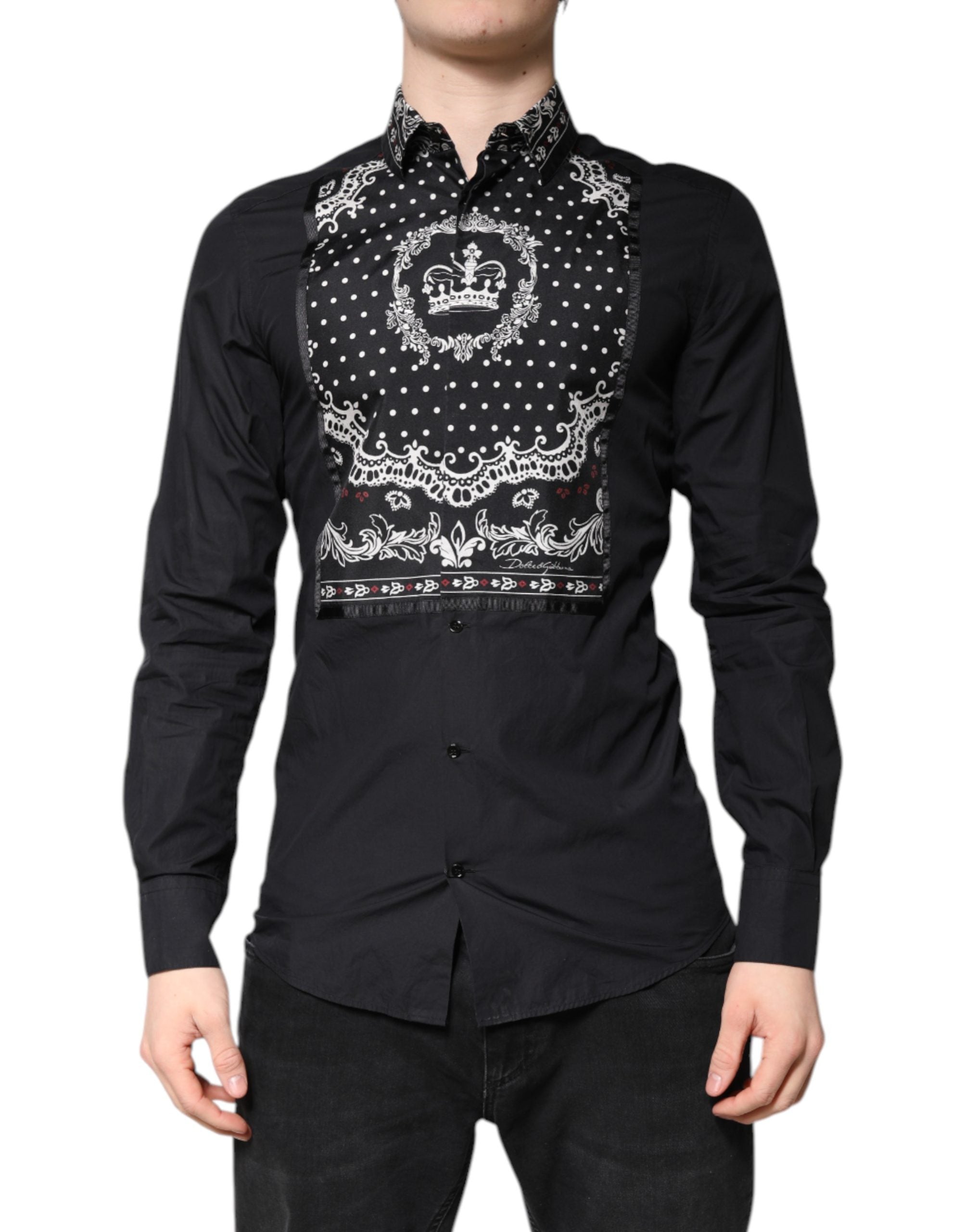 Bandana-Print Silk-Cotton Shirt — Black
