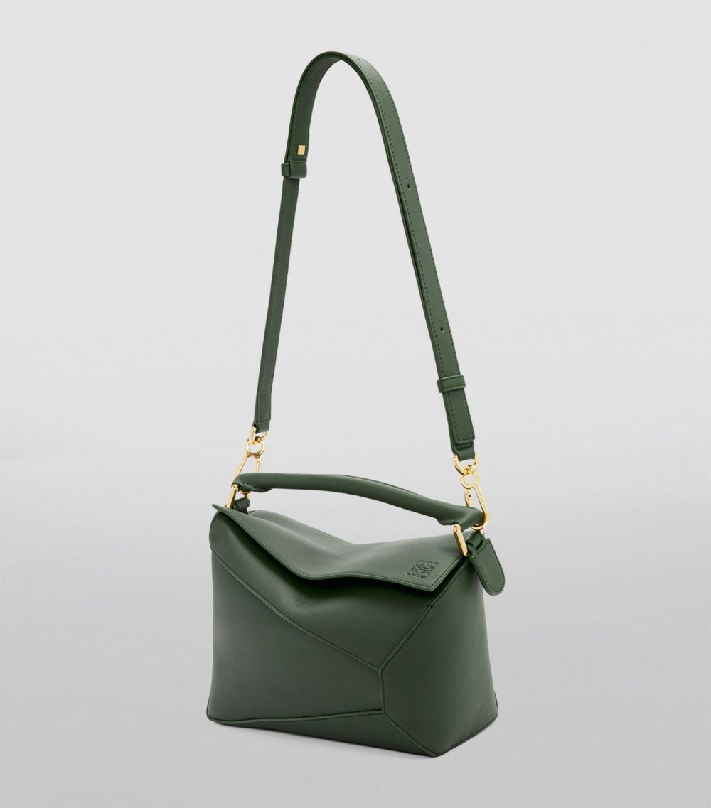 Small Leather Puzzle Edge Top-Handle Bag