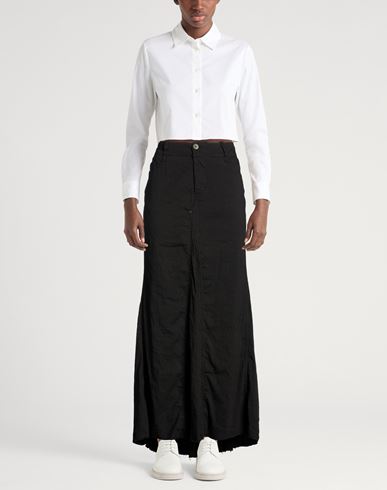 Woman Maxi skirt Black Size 2 Cotton, Linen, Elastane
