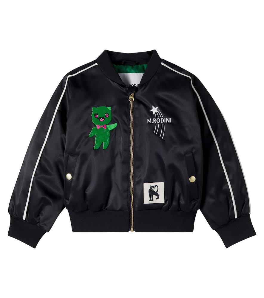 Embroidered satin varsity jacket