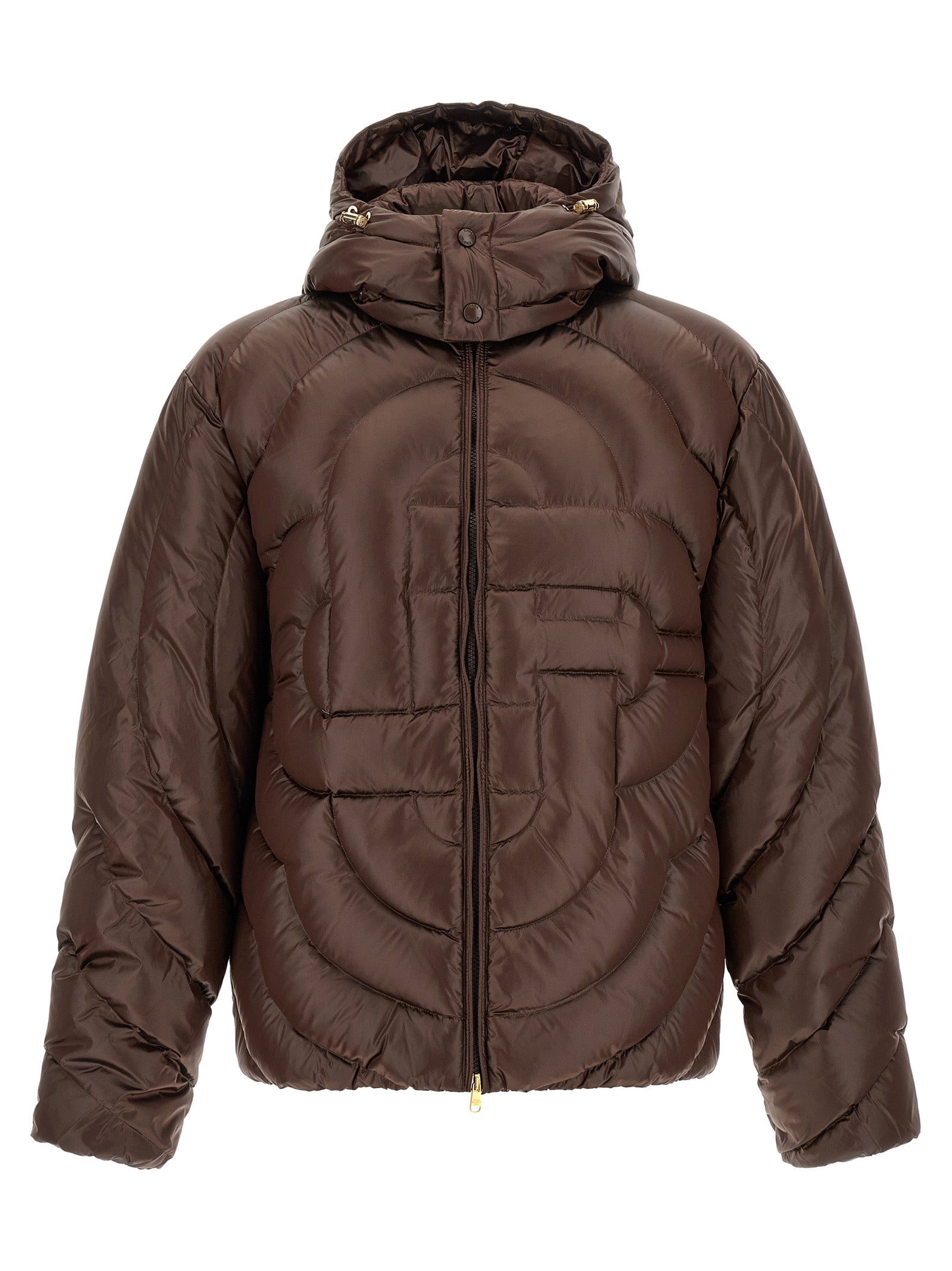 Diamond Monogram Quilted Down Jacket — Brown