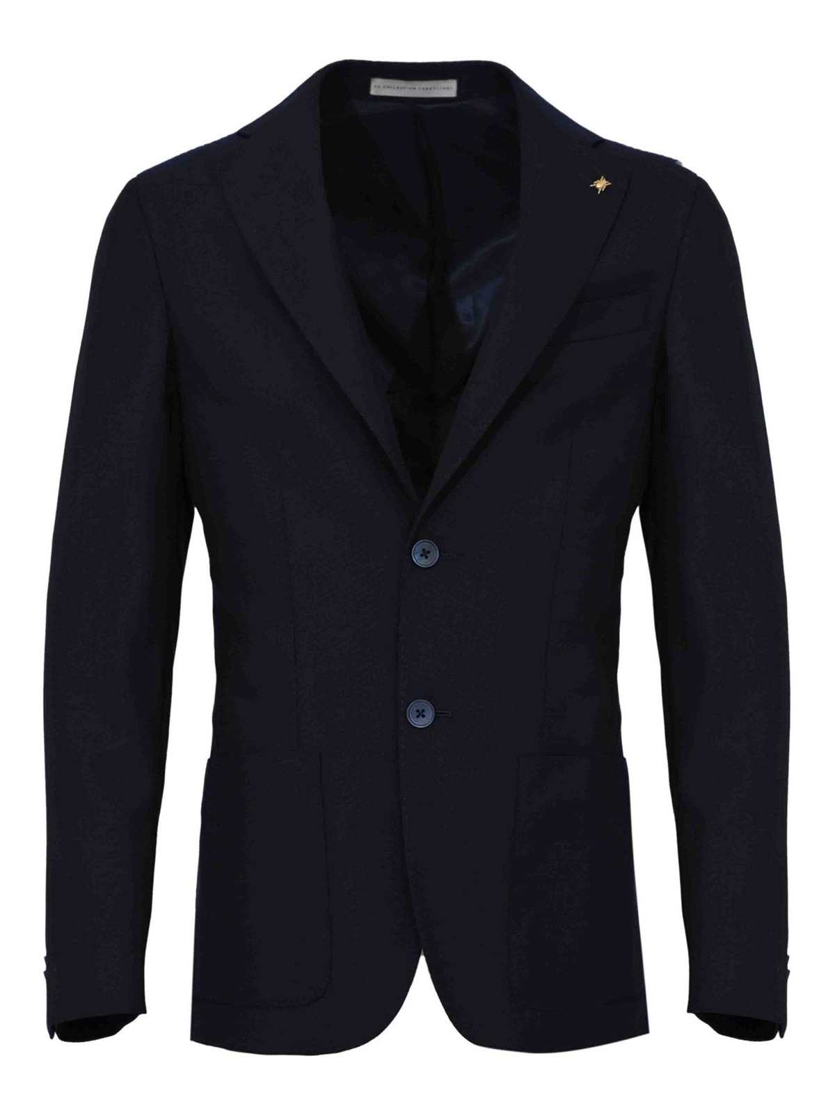 Single-breasted jacket in blue virgin wool