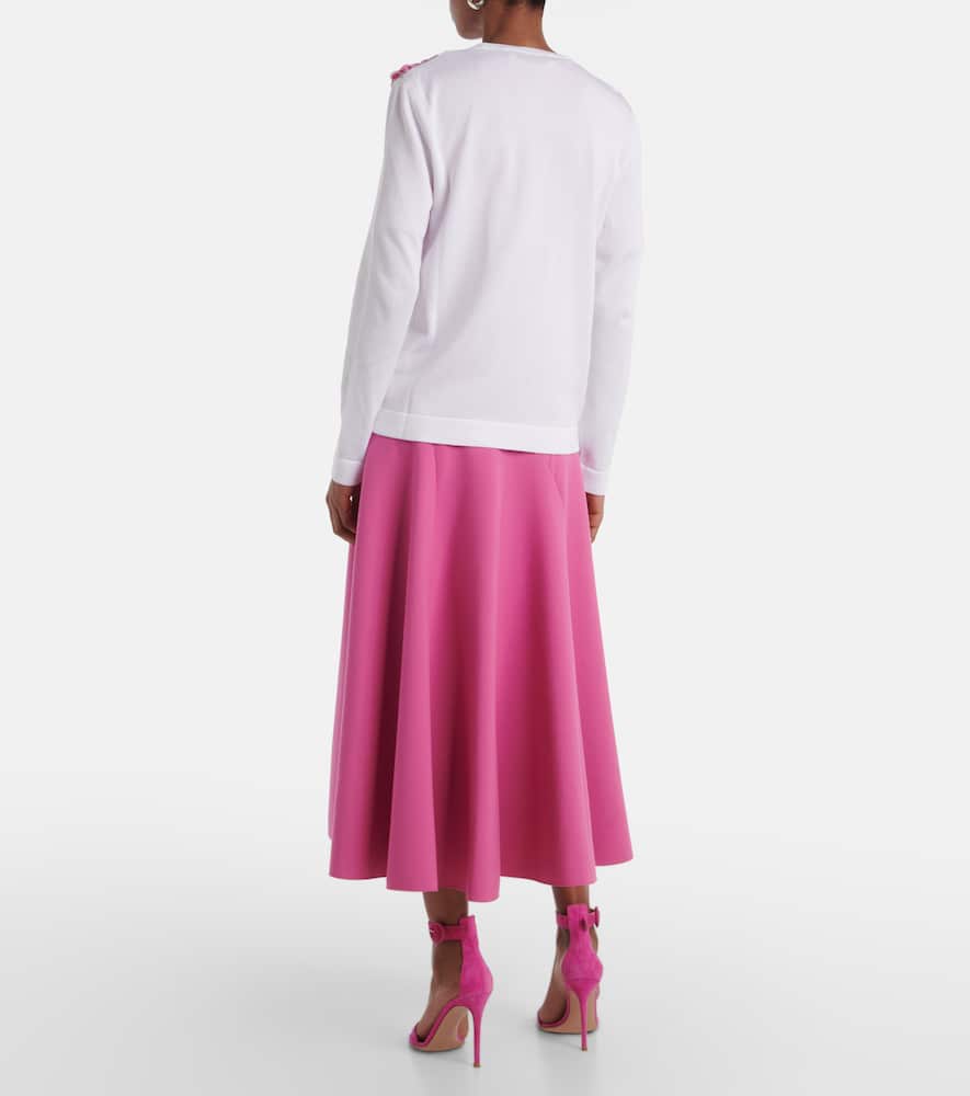 Floral-appliqué cotton-blend cardigan