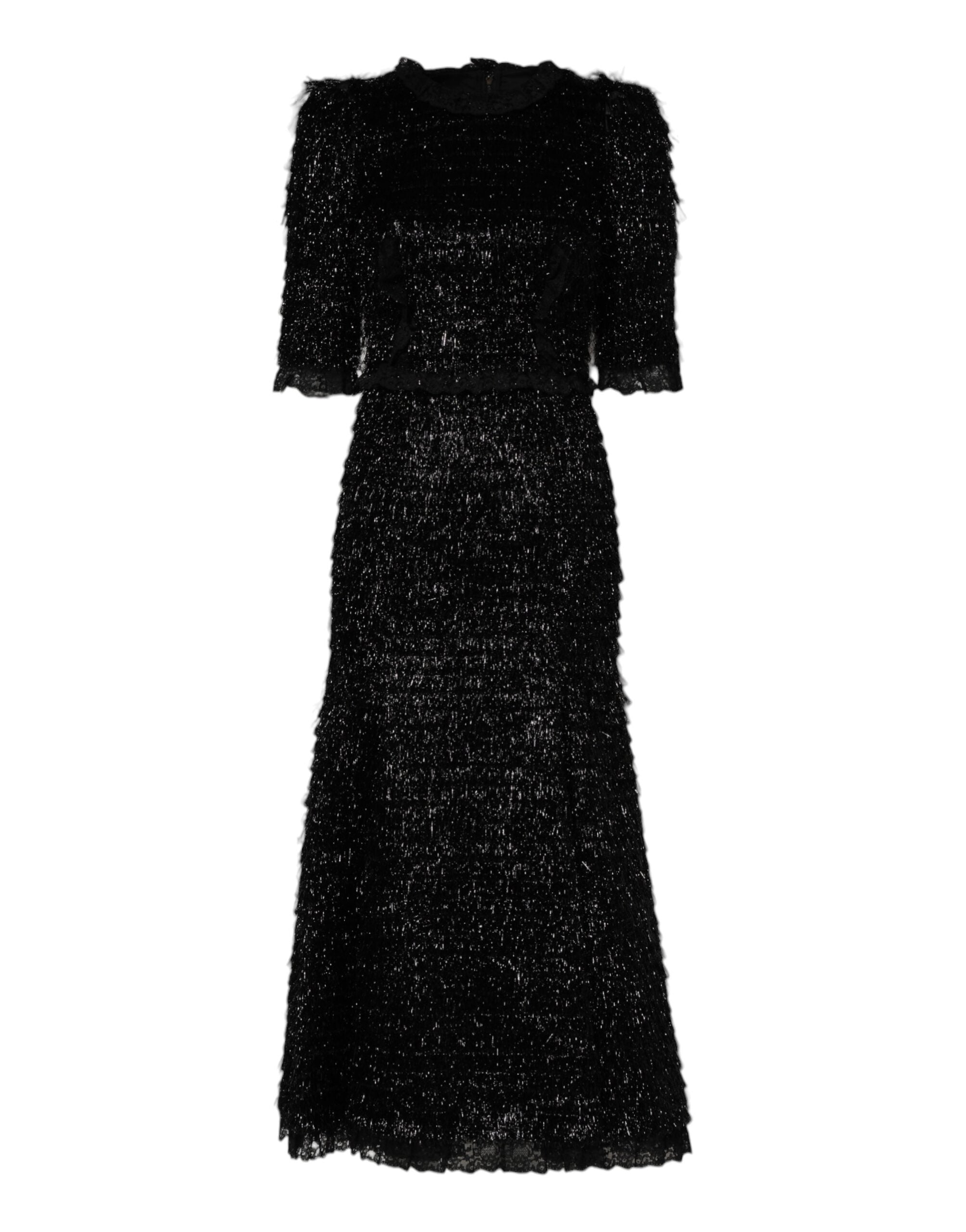 Metallic Black Polyester Dress — Black