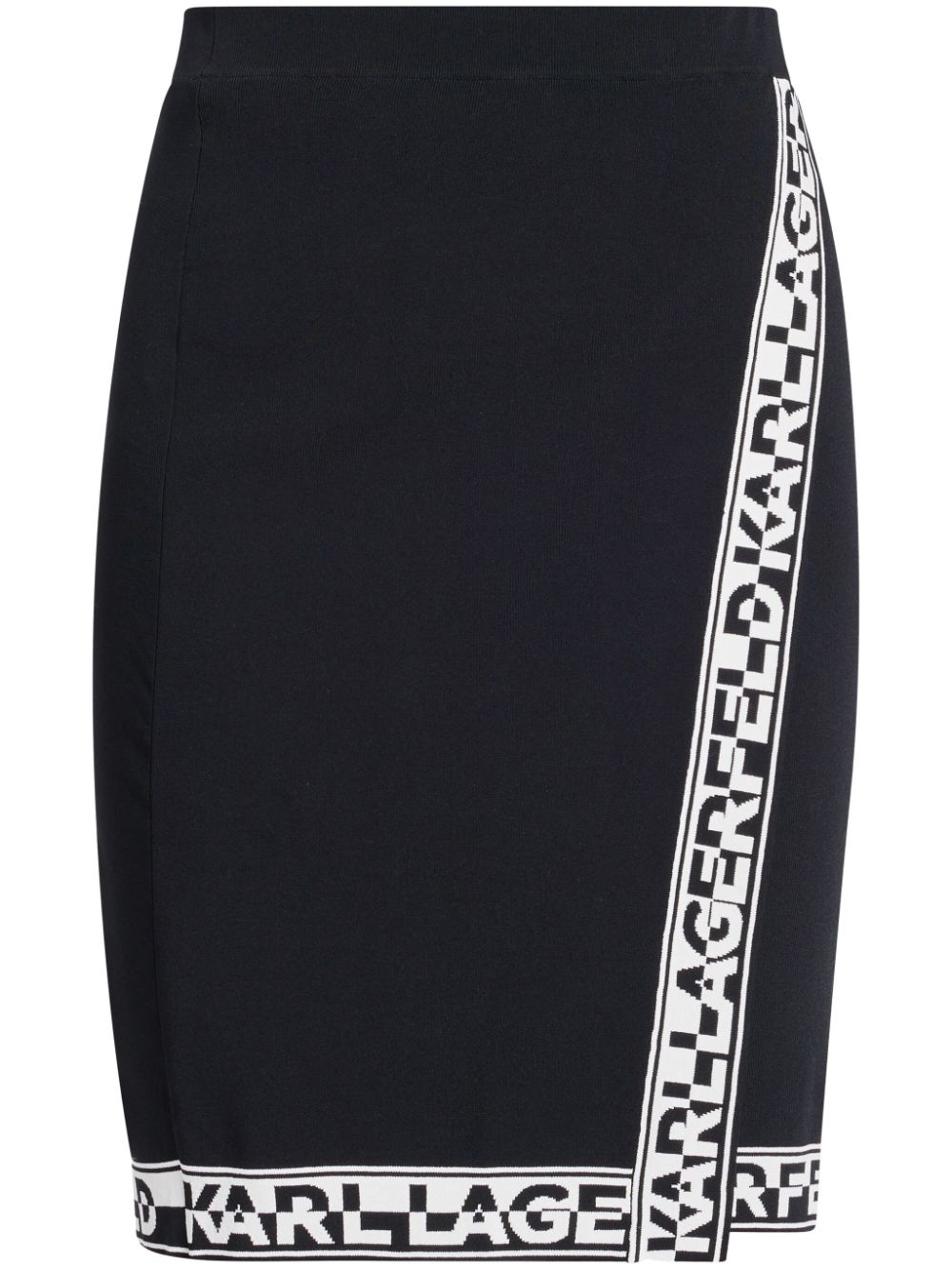 Logo-trimmed knitted wrap skirt - Black