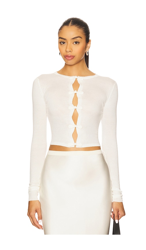 SAU LEE Dominic Knit Cardigan in White.  S. Also in L