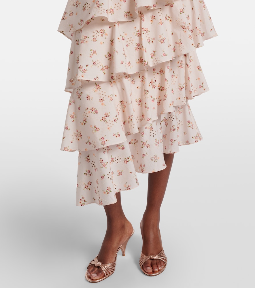 Laura floral tiered cotton midi skirt
