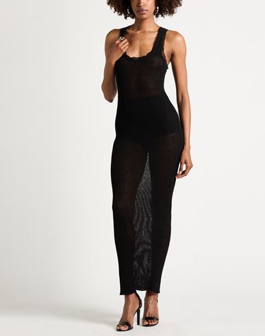 Woman Maxi dress Black Size S Linen, Silk