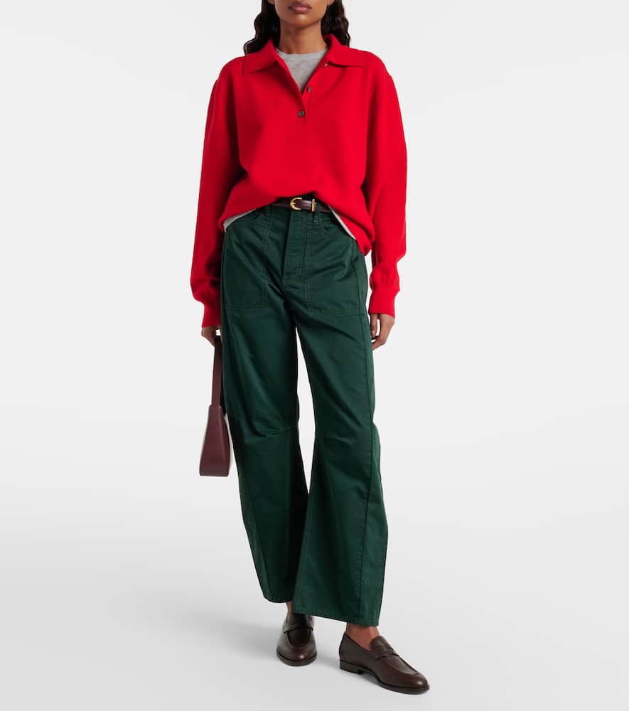 Sloan cotton twill barrel-leg pants