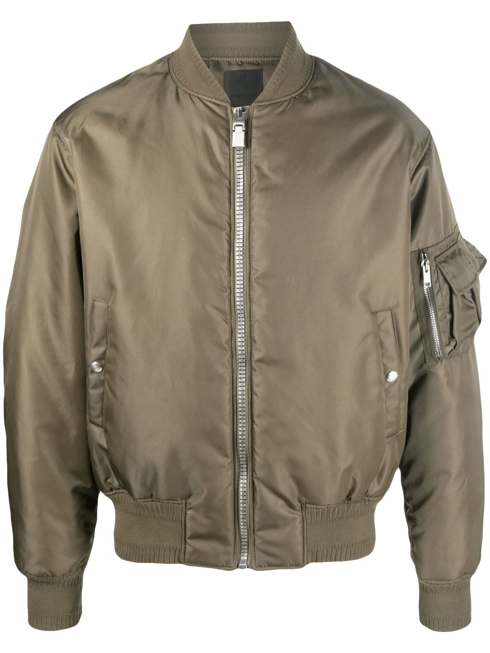Satin zip-up bomber jacket - Green