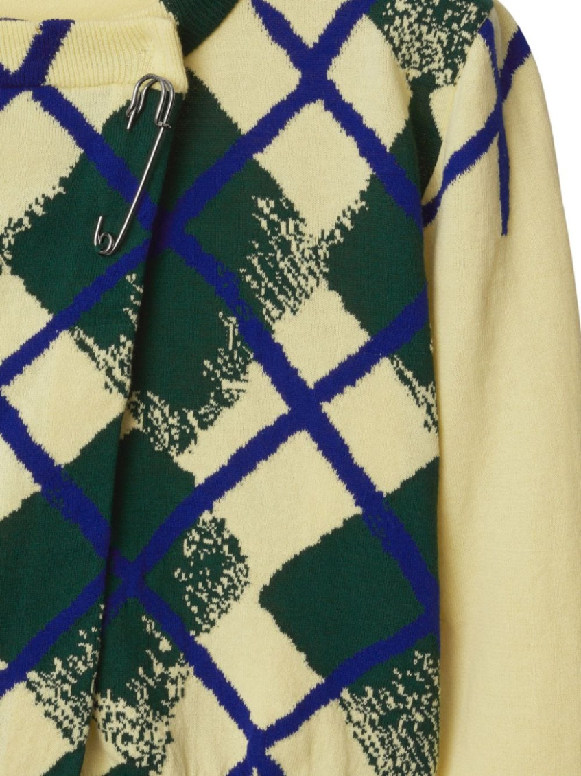 Multicolor Argyle-intarsia Cropped Cotton Jumper