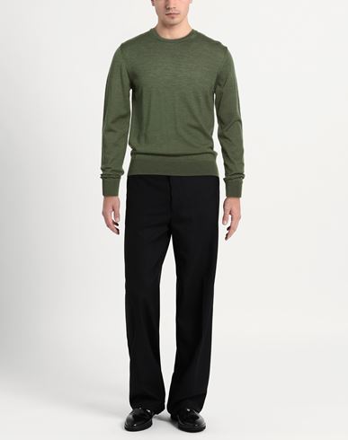 Montechiaro Man Sweater Military green Size 44 Virgin Wool, Acrylic