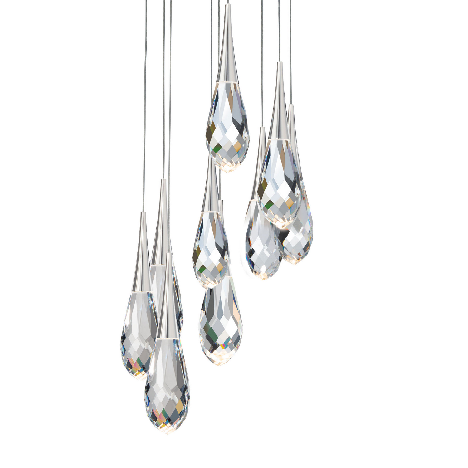 Hibiscus 9-Light LED Pendant in Polished Nicke