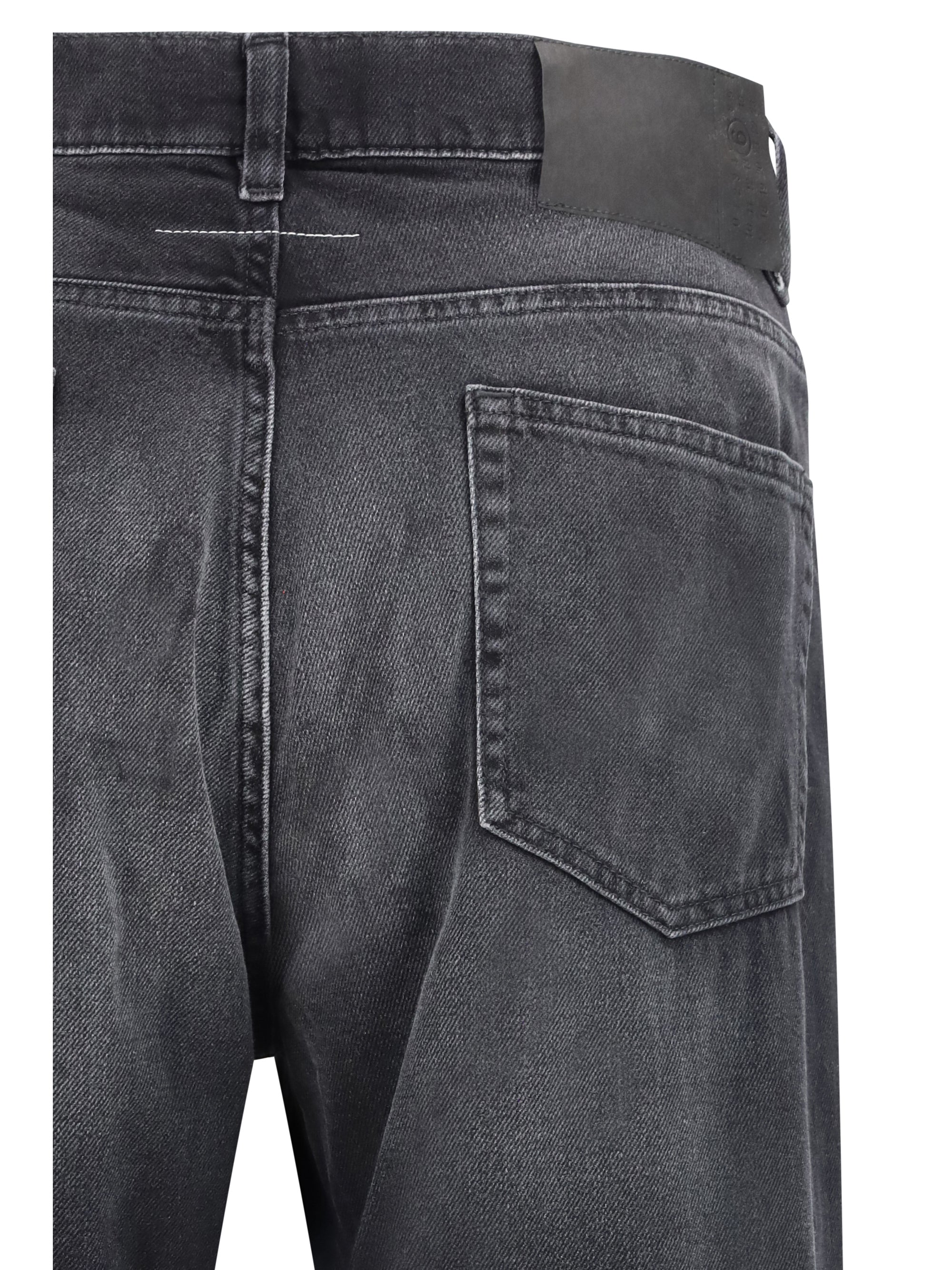 Faded Cotton Straight-Leg Jeans — Black