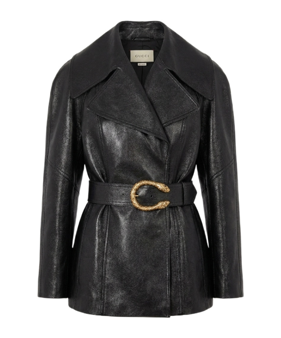 Soft grainy leather trench