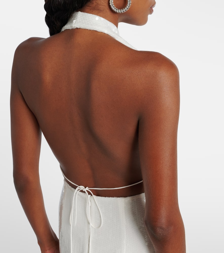 Bridal sequined open-back minidress