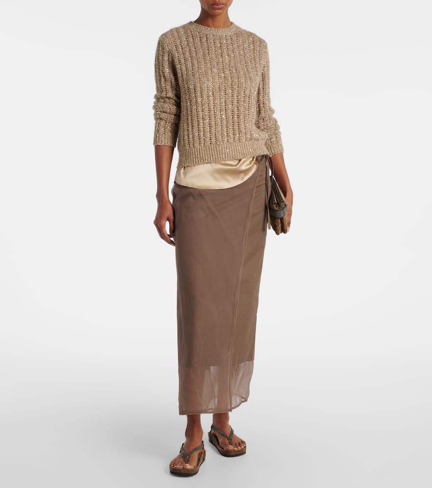 Open-knit sequined sweater