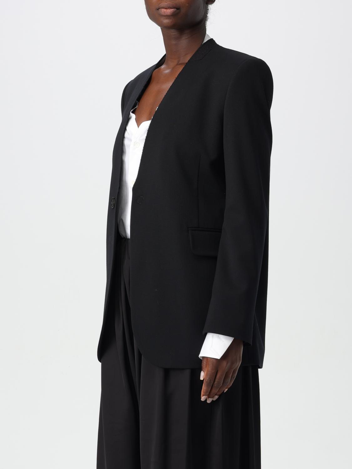 Collarless single-breasted blazer - Black