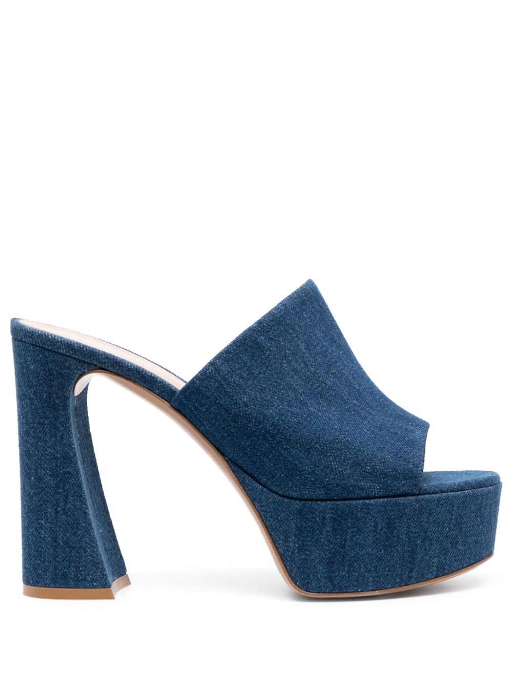 130mm platform denim mules - Blue