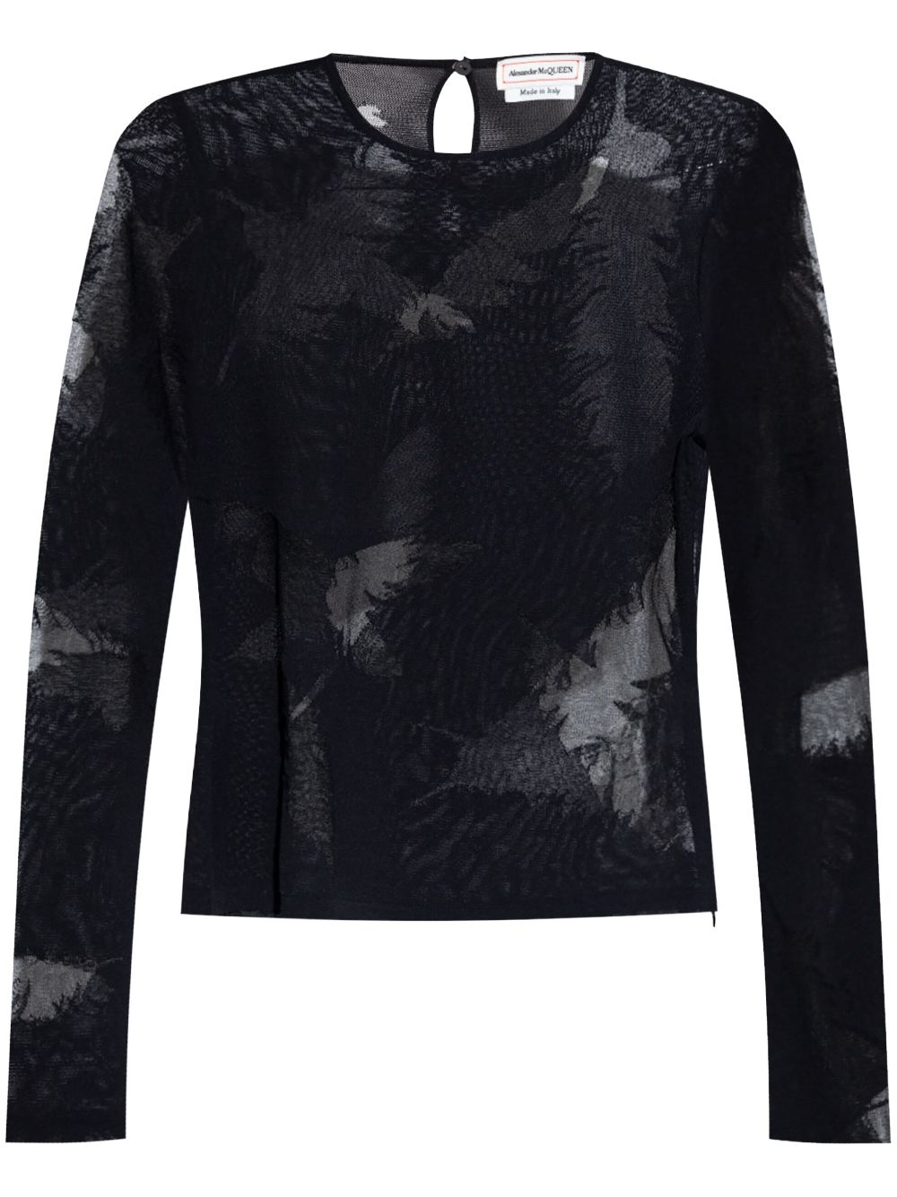 Feather-pattern blouse - Black