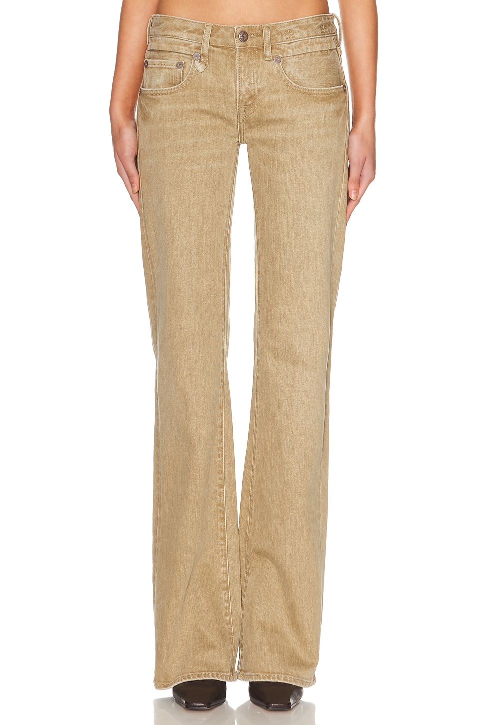 R13 Boy Flare Leg in Olive Green Haze Stretch - Taupe. 29 also
