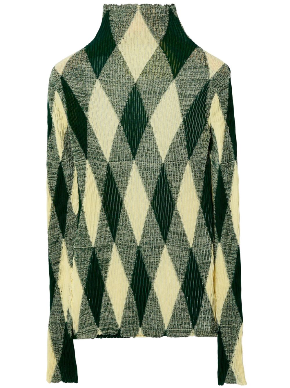 Argyle-knit high-neck jumper - Neutrals